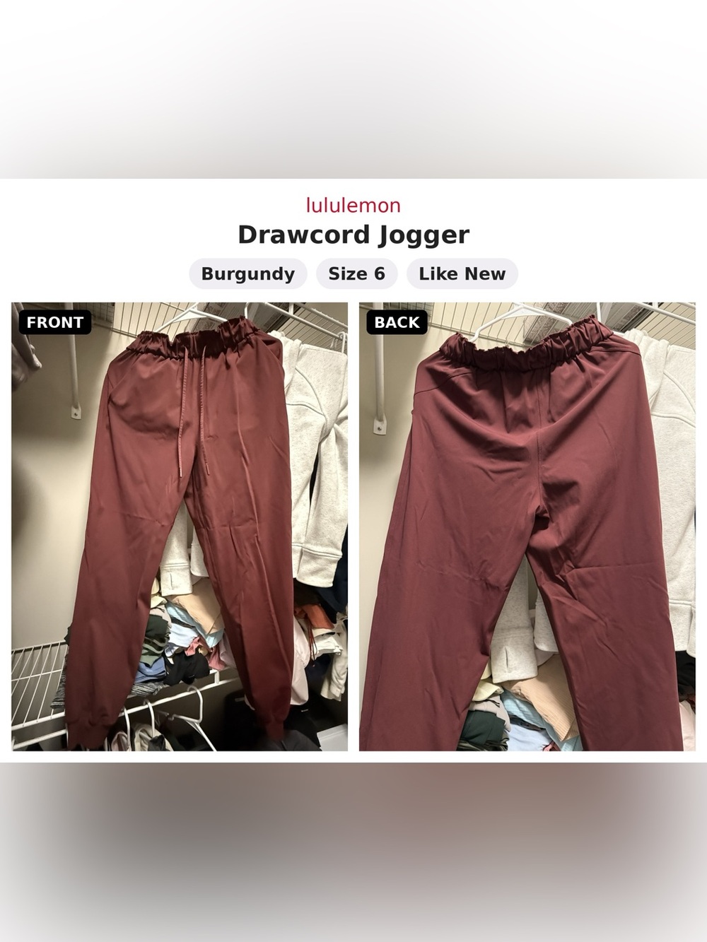 lululemon athletica Drawcord Jogger in Burgundy